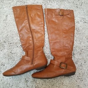 Chinese Laundry Brown Leather Knee High Boots with Buckles Size 7.5